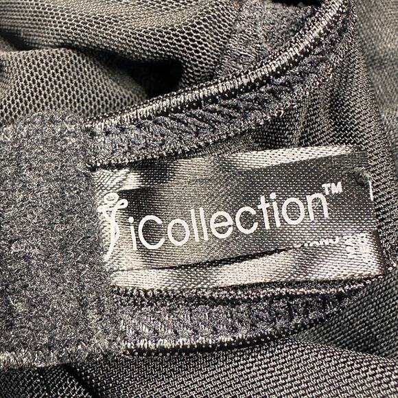 iCollection Nightie Womens Medium Black Silver Lace V Neck Bustier Corset Style - Picture 3 of 13